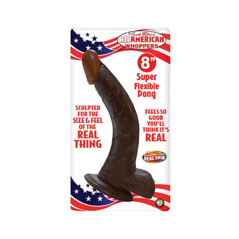 All American Whopper 8-Inch Realistic Dildo with Balls, Lifelike Pleasure in Brown