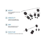 Dumbbells and Bars Weight Training Kit, 50kg