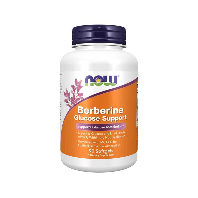 Now Berberine Glucose Support, Combined With MCT Oil For Optimal Berberine Absorption, 90 Softgels