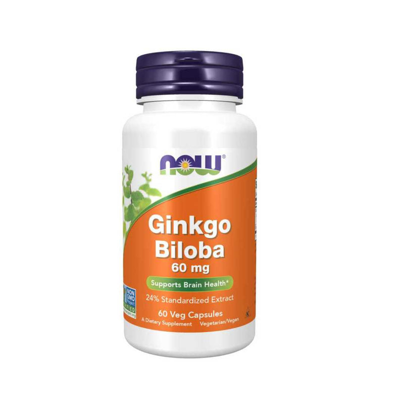 Now Ginkgo Biloba 60mg 24% Extract, 60 Capsules