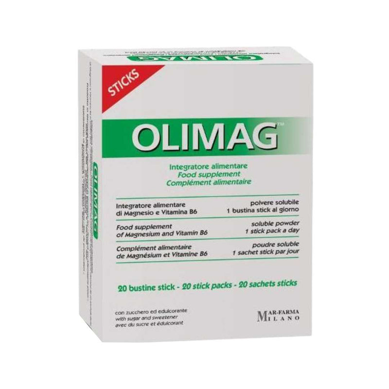 Olimag (Magnesium & Vitamin B6) Food Supplement. 20 Sachets