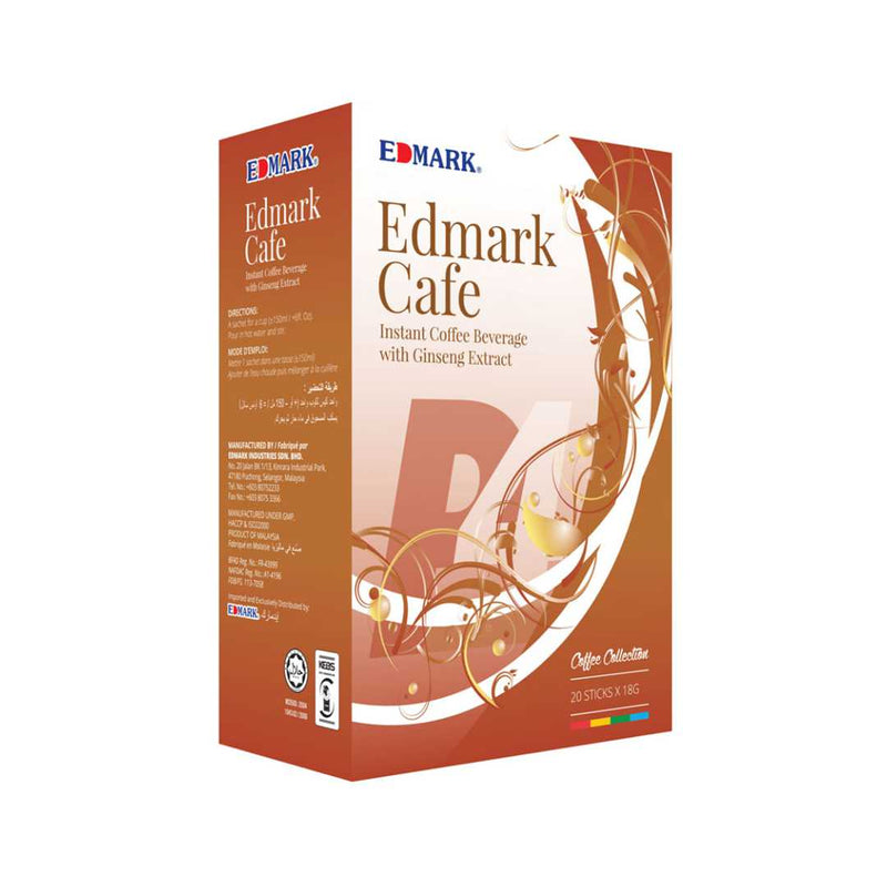 Edmark Cafe Instant Coffee Beverage With Ginseng 20 Sachets