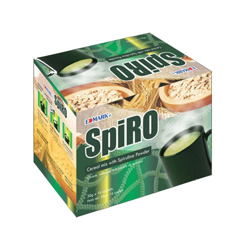 Edmark SpiRO Fiber Meal: Healthy Meal Drink, Cereal Mix With Spirulina Powder 16 Sachets