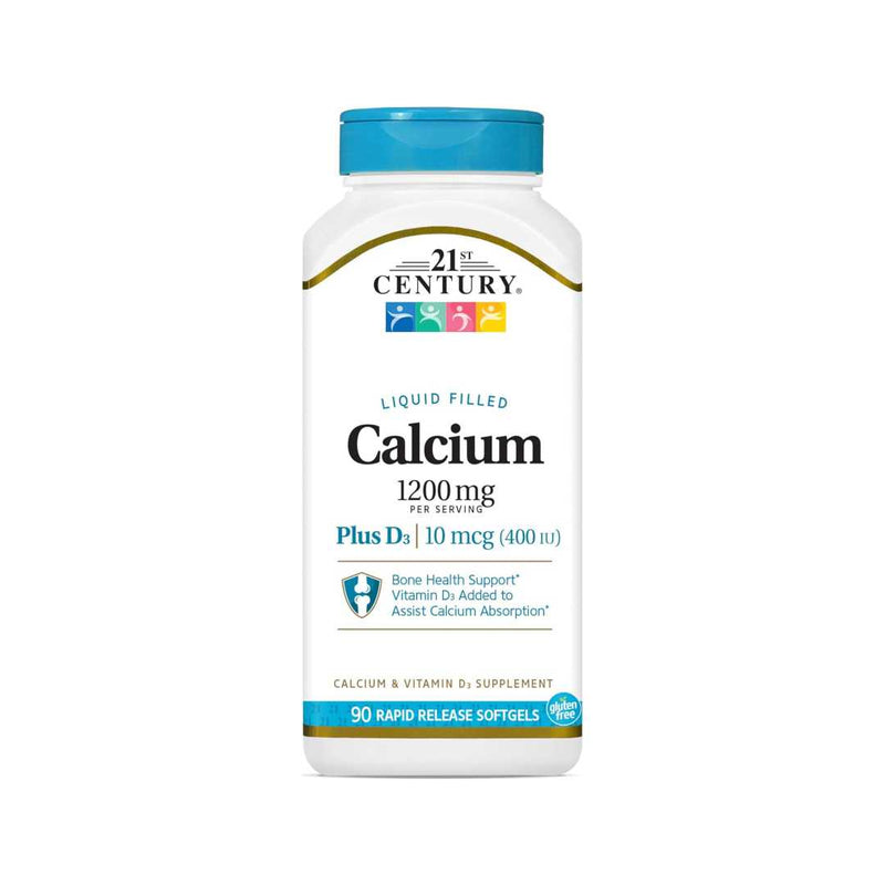 21st Century Calcium Plus D3 Liquid Filled Softgel, 1200mg, 90 Count