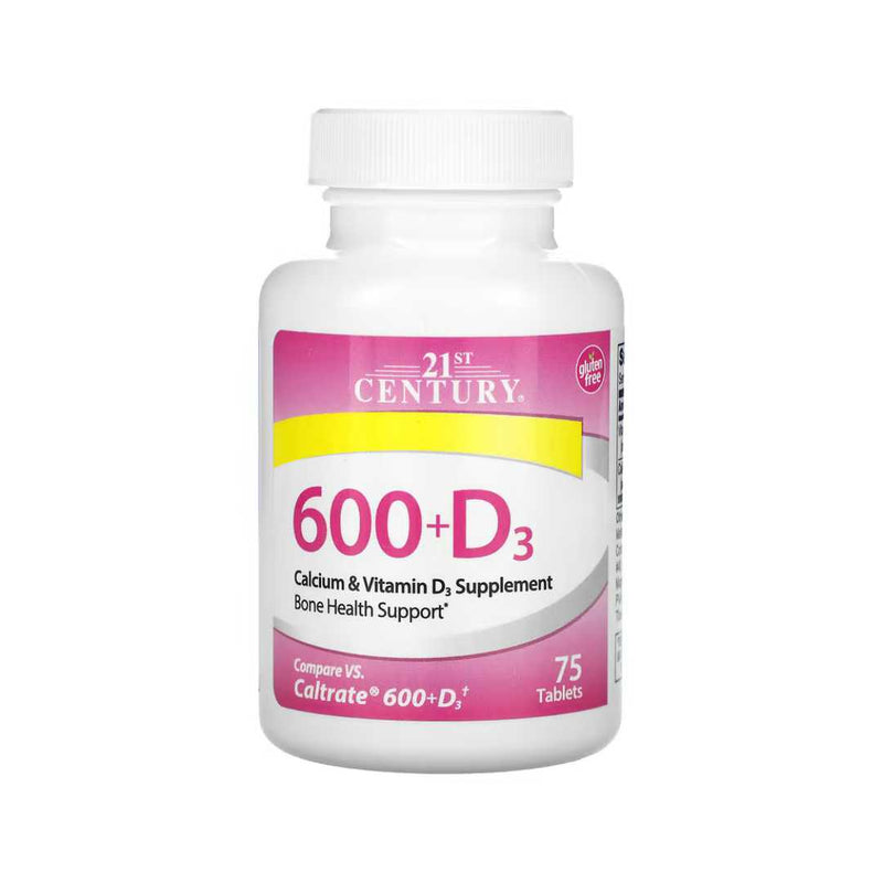 21st Century 600+D3, Calcium & Vitamin D3 Supplement, 75 Tablets