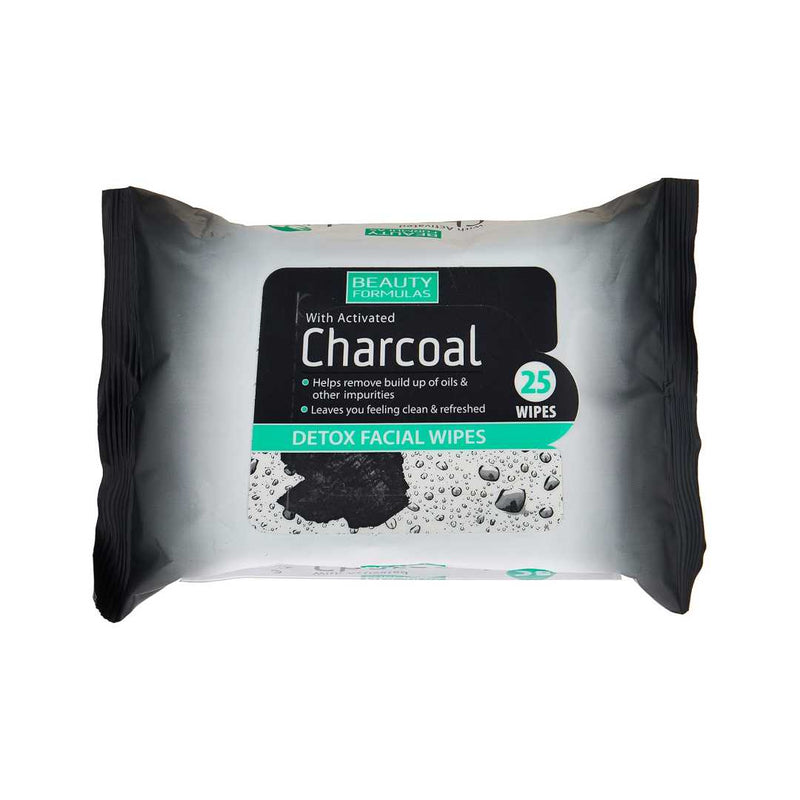 Beauty Formulas Charcoal Facial Wipes, 25 Wipes