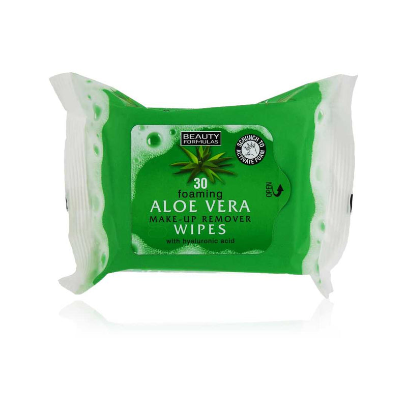 Beauty Formula Aloe Vera Foaming Make-Up Remover, 30 Wipes