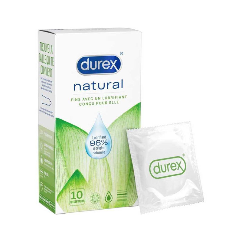 Durex Natural Lubricated Thin Condoms, 10 Count