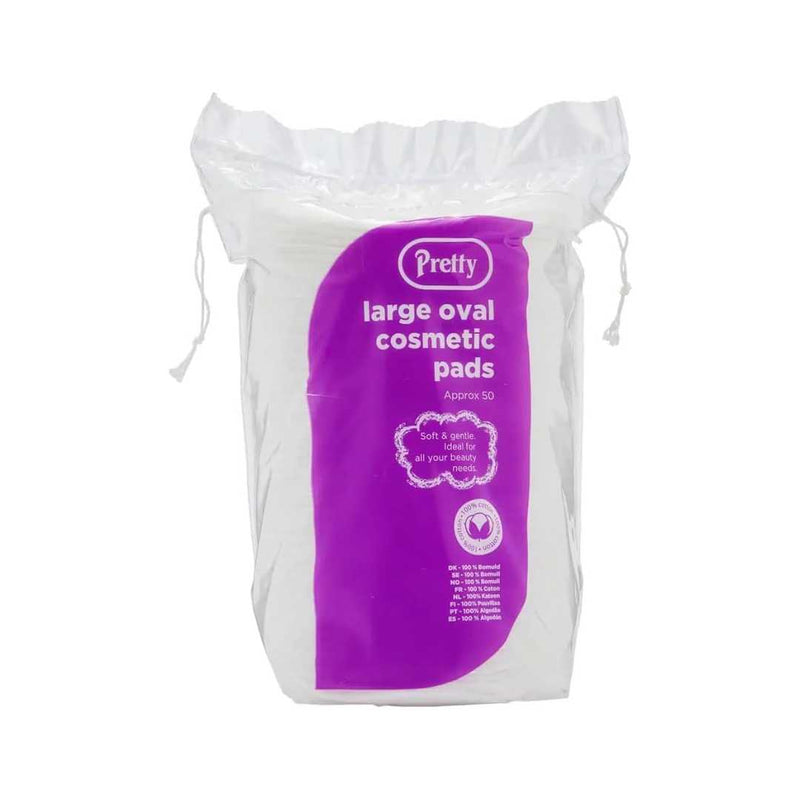 Pretty Large Oval Cosmetic Pads,  50 Pure Cotton Pads