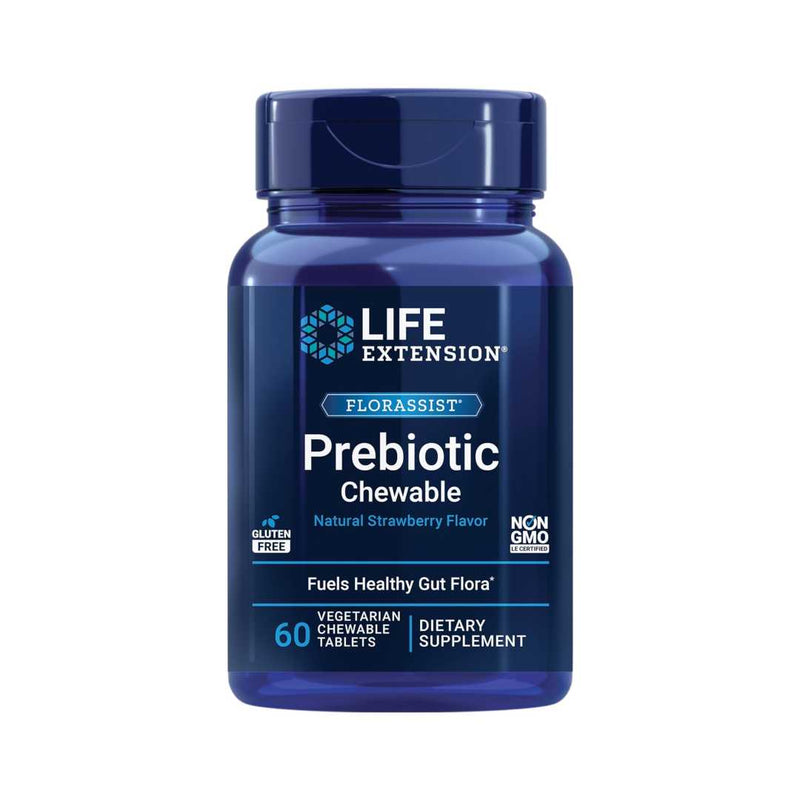 Life Extension Florassist Prebiotic Chewable (Strawberry) 1000mg, 60 Chewable Tablets