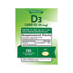 Nature's Truth Vitamin D3 1000 IU (25 mcg), 130 Softgels