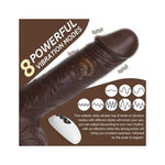 Remote control thrusting 7 Inch Dildo With Balls, Chocolate Brown